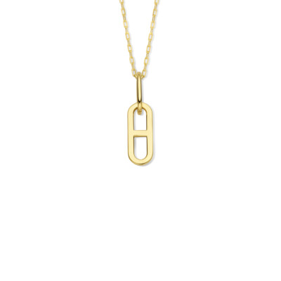 Collier en or jaune sur chaîne forçat fermoir mousqueton en or jaune