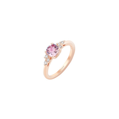 Bague  Infini en or rose, saphir rose & diamants