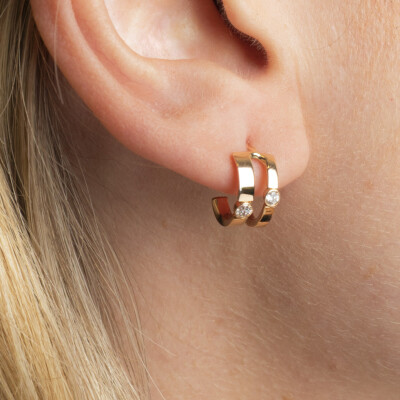 Boucles d'oreilles Bulles en or rose et diamants
