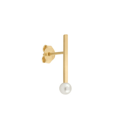 Boucle d'oreille CLAVERIN Line perle blanche d'eau douce 3/4 mm en or jaune (une unité)