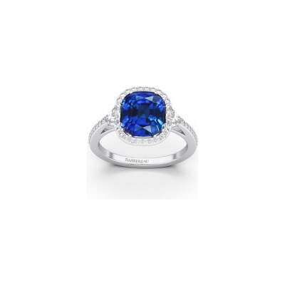Bague 1897 en or blanc, saphir bleu et diamants