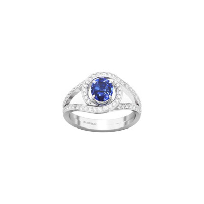 Bague 1897 en or blanc, saphir bleu et diamants