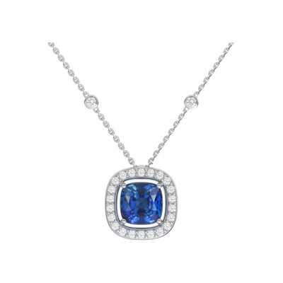 Collier 1897 en or blanc, saphir bleu et diamants