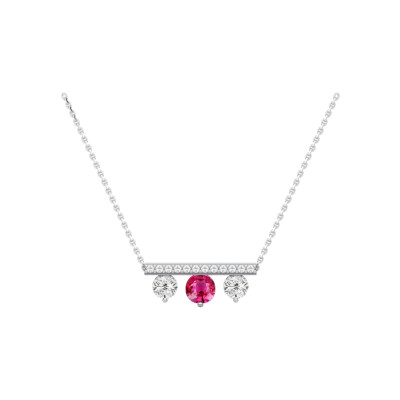 Collier SoHo en or blanc, saphir rose et diamants