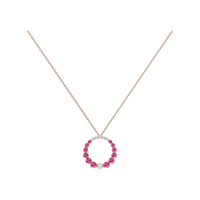 Pendentif 1897 en or rose, saphirs roses et diamants