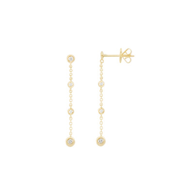 Boucles d'oreilles pendantes Bulles en or jaune avec diamants