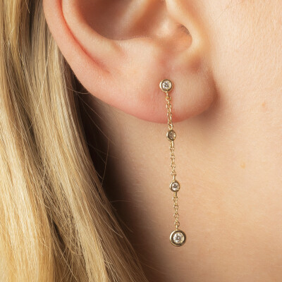 Boucles d'oreilles pendantes Bulles en or jaune avec diamants