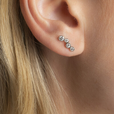 Boucles d'oreilles Bulles diamants en or blanc sur alpa