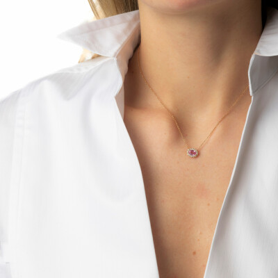 Collier 1897 en or rose, saphir rose et diamants