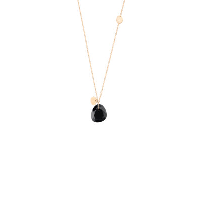 Collier Luna B or rose et onyx