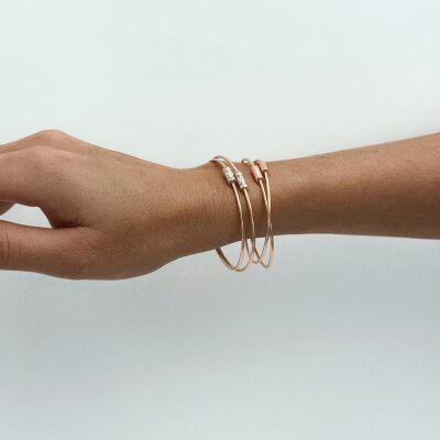 Bracelet jonc Vanrycke Le fil de la vie en or rose, taille 2