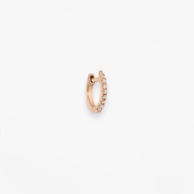 Mono boucle d'oreille créole Vanrycke Officiel XS en or rose et diamants