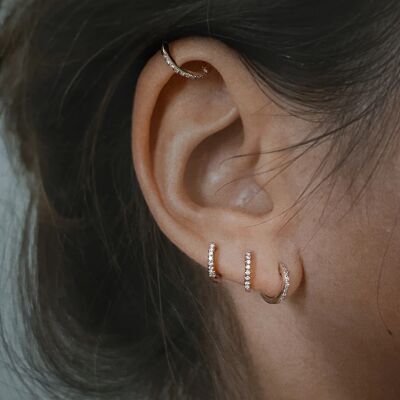 Mono boucle d'oreille créole Vanrycke Officiel XS en or rose et diamants