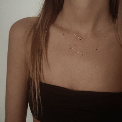 Collier Vanrycke Stardust en or rose et 5 diamants noirs