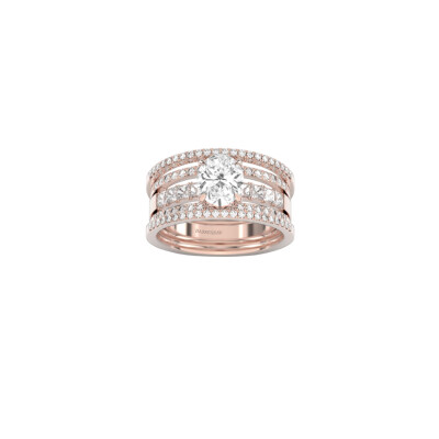 Solitaire Infini en or rose, diamant certifié et diamants
