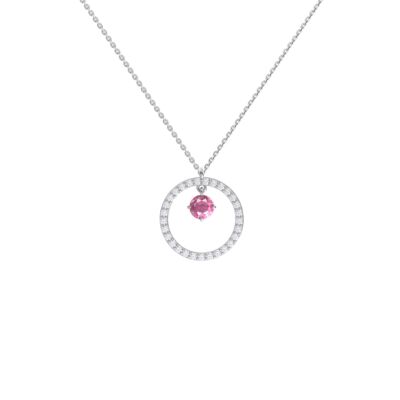 Pendentif 1897 en or blanc, saphir rose et diamants