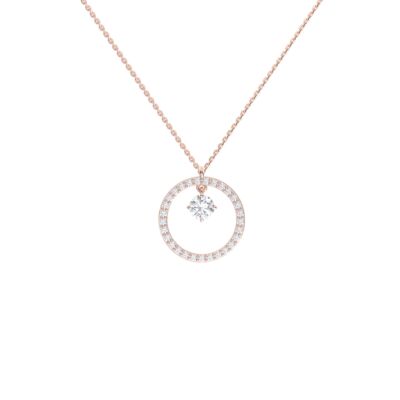 Pendentif 1897 en or rose, diamant et entourage diamants