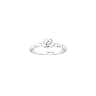 Solitaire Infini en or blanc, diamant certifié et entourage diamants
