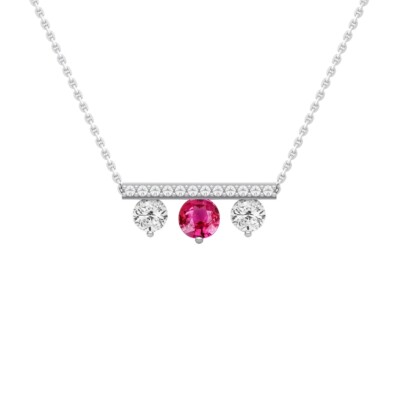 Collier SoHo en or blanc, saphir rose et diamants