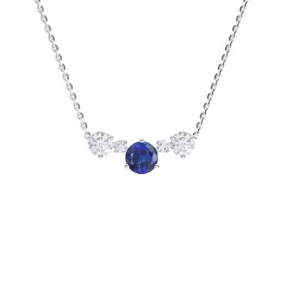 Collier Infini en or blanc, saphir et diamants