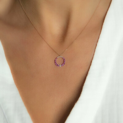 Pendentif Infini en or rose, saphirs roses et diamants
