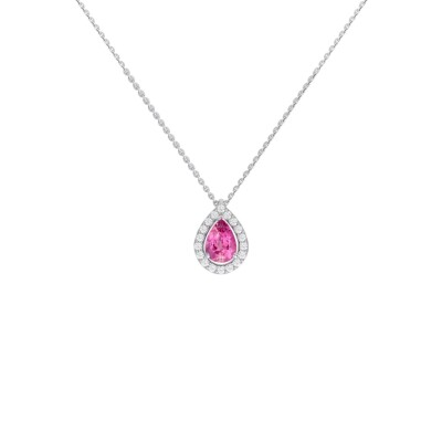 Pendentif 1897 en or blanc, saphir rose et diamants