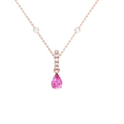 Collier Infini en or rose, saphir rose et diamants
