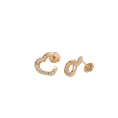 Boucles d'oreilles cœur en or jaune et diamants