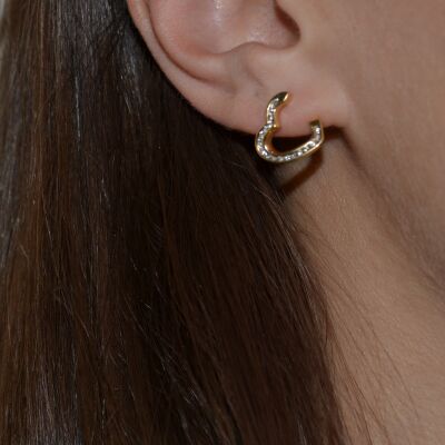 Boucles d'oreilles cœur en or jaune et diamants