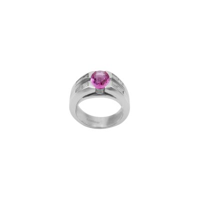Bague en or blanc, saphir rose et diamants