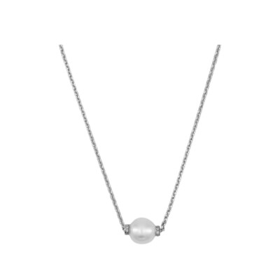 Collier or blanc, perle de culture des Mers du Sud et diamants