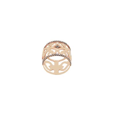 Bague Luna B en or rose et diamants bruns