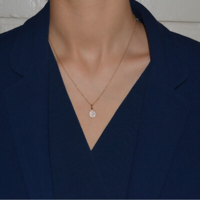 Collier Luna B en or rose pavage diamants