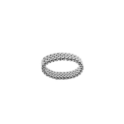 Bague maille en or blanc