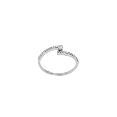 Solitaire demi-tour en or blanc et diamants