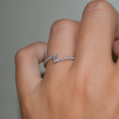 Solitaire demi-tour en or blanc et diamants