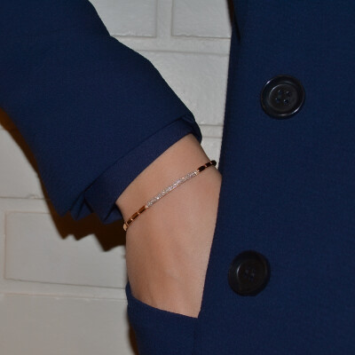 Bracelet en or rose et pavage diamants