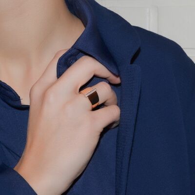 Bague en or rose et diamants