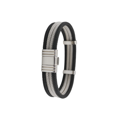 Bracelet acier 4 cordons marin noir et gris clair Albanu