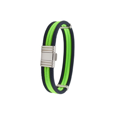 Bracelet en acier cordons marin bleu navy et vert fluo Albanu