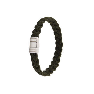 Bracelet en acier tresse cordon marin vert kaki Albanu