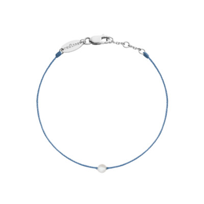 Bracelet RedLine bébé Queen perle en or blanc sur fil bleu jean