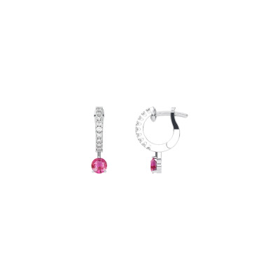 Boucles d'oreilles 1897 en or blanc, saphirs roses et diamants