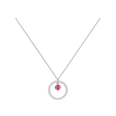 Pendentif 1897 en or blanc, saphir rose et diamants