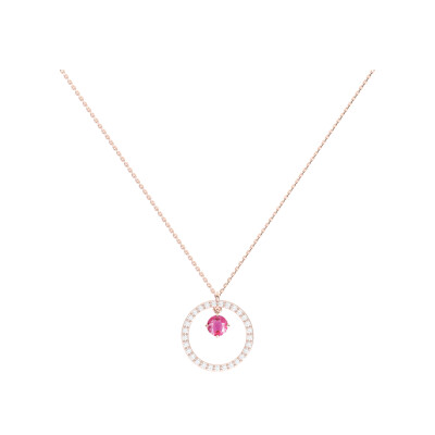 Collier 1897 en or rose, saphir rose et entourage diamants