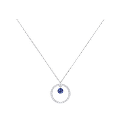 Collier Infini en or blanc, saphir bleu et entourage diamants