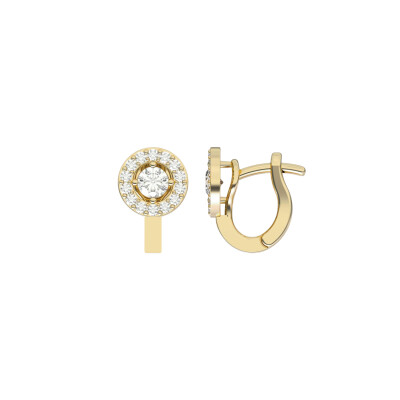 Boucles d'oreilles 1897 en or jaune, diamants et entourage diamants