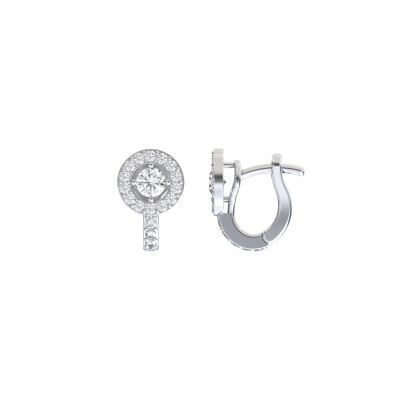 Boucles d'oreilles 1897 en or blanc, diamants et entourage diamants