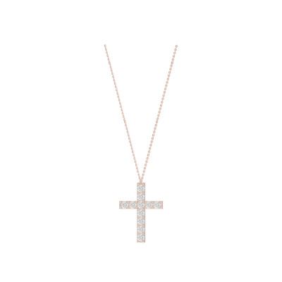 Collier SoHo en or rose et croix diamants