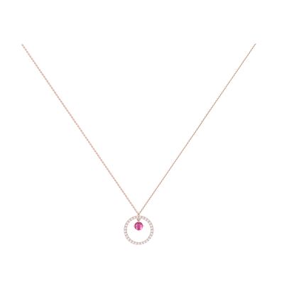 Collier 1897 en or rose, saphir rose et entourage diamants